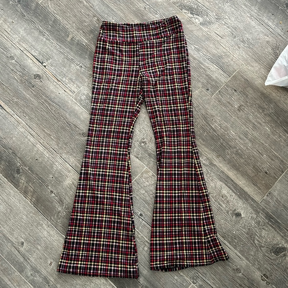 Medium Plaid stretchy bell bottom pants